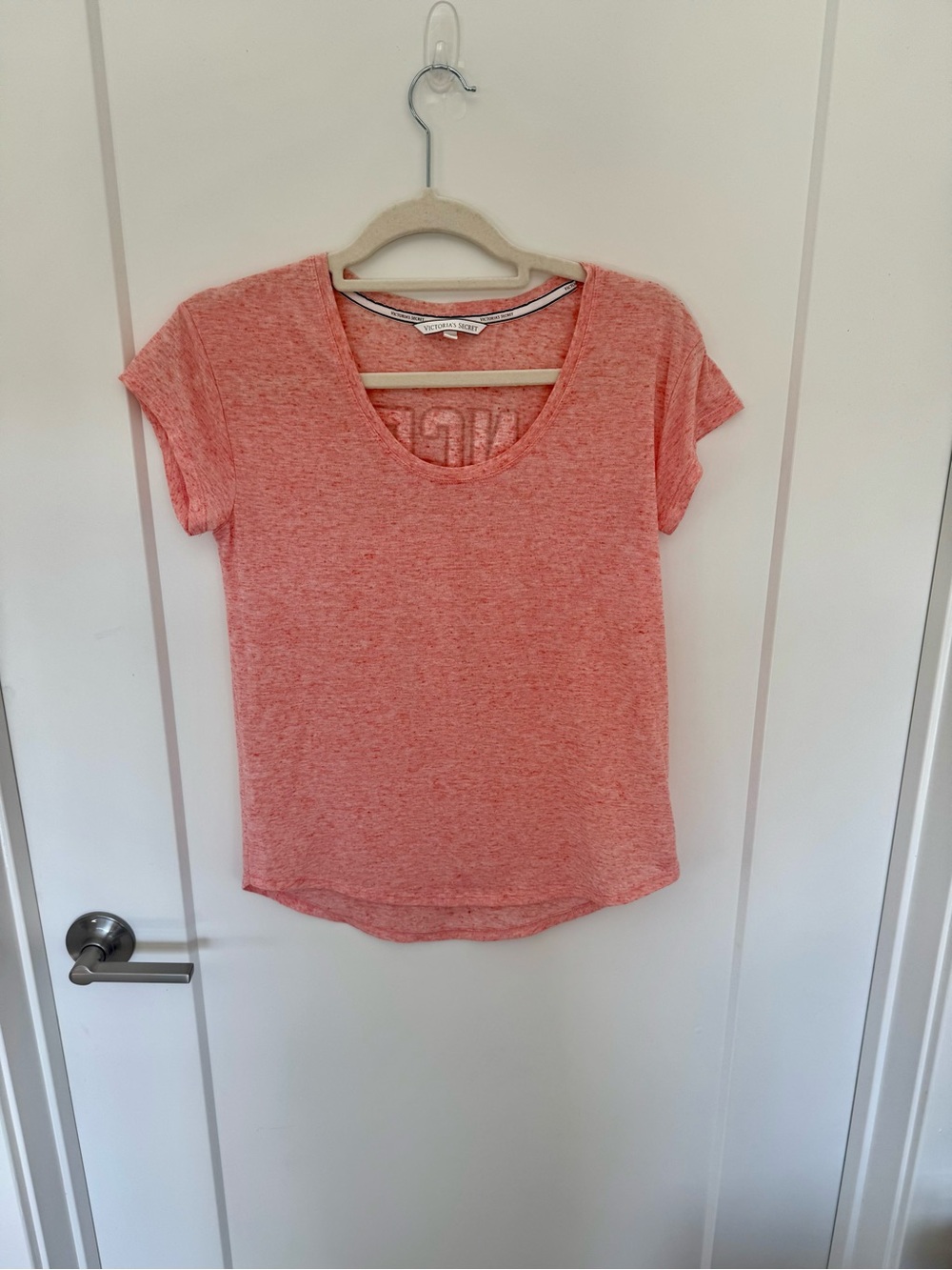Victoria's Secret Heathered Coral Scoop Neck Tee XS